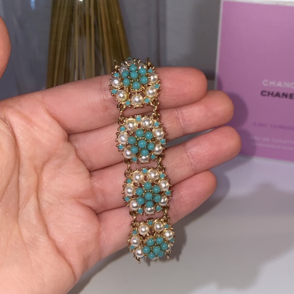Anthropologie Pearl & Turquoise Bracelet